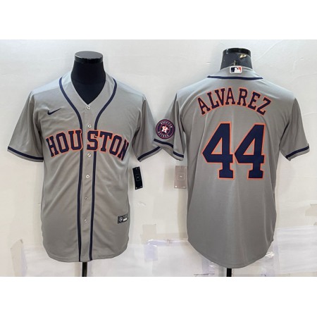 Men's Houston Astros #44 Yordan Alvarez Grey With Patch Cool Base Stitched Jersey