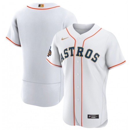 Men's Houston Astros Blank White 2023 Gold Collection With World Serise Champions Patch Stitched Baseball Jersey