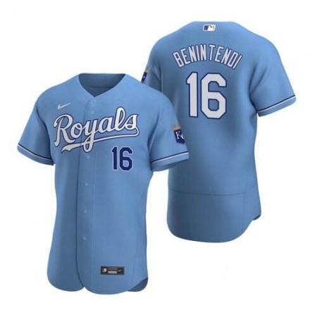 Men's Kansas City Royals #16 Andrew Benintendi Light Blue Flex Base Stitched Jersey