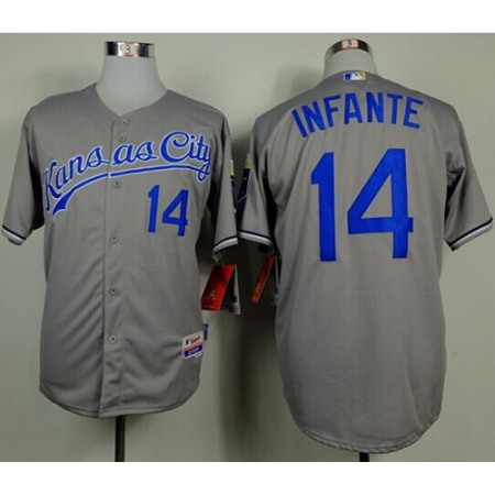 Royals #14 Omar infante Grey Cool Base Stitched MLB Jersey