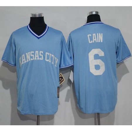 Royals #6 Lorenzo Cain Light Blue Cooperstown Stitched MLB Jersey