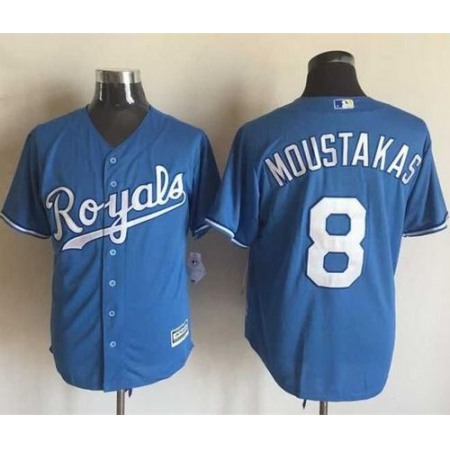 Royals #8 Mike Moustakas Light Blue Alternate 1 New Cool Base Stitched MLB Jersey