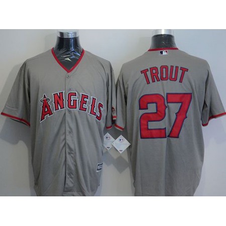 Angels of Anaheim #27 Mike Trout Grey New Cool Base Stitched MLB Jersey