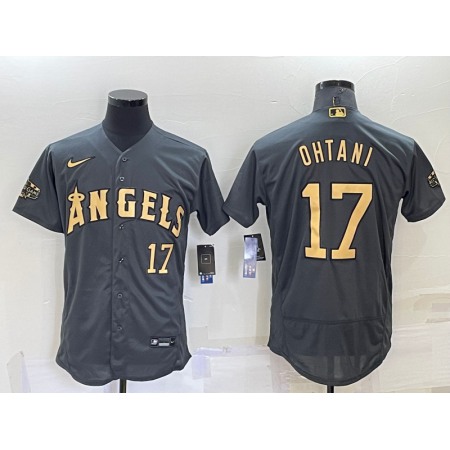 Men's Los Angeles Angels #17 Shohei Ohtani 2022 All-star Charcoal Flex Base Stitched Jersey