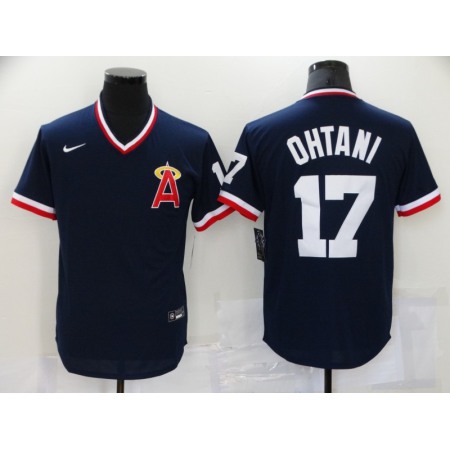 Men's Los Angeles Angels #17 Shohei Ohtani Navy Cool Base Stitched Baseball Jersey