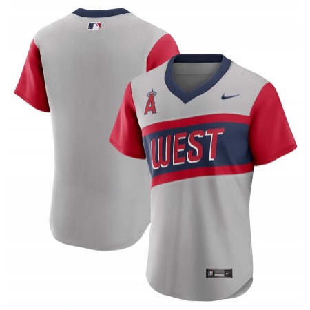 Men's Los Angeles Angels Blank 2021 Grey Little League Classic Road Flex Base Stitched MLB Jersey