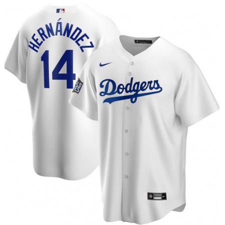 Men's Los Angeles Dodgers #14 Kike Hernandez White 2020 World Series Bound stitched Jersey