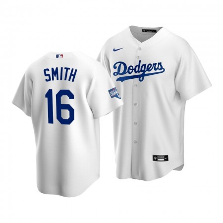 Men's Los Angeles Dodgers #16 Will Smith White 2020 World Series Champions Home Patch Stitched Jersey