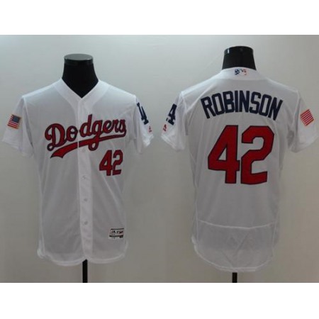 Dodgers #42 Jackie Robinson White Fashion Stars & Stripes Flexbase Authentic Stitched MLB Jersey