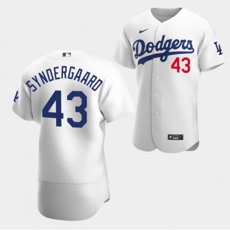 Men's Los Angeles Dodgers #43 Noah Syndergaard White Flex Base Stitched Baseball Jersey