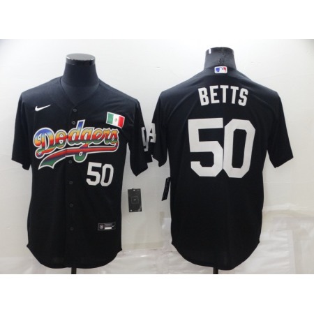 Men's Los Angeles Dodgers #50 Mookie Betts Black Stitched Baseball Jersey