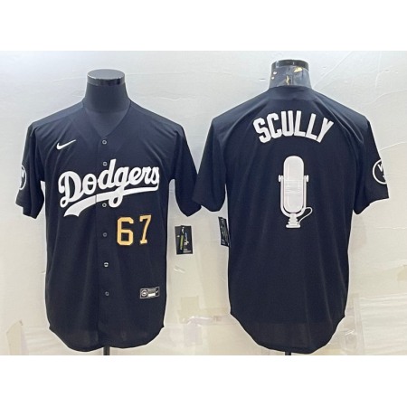 Men's Los Angeles Dodgers #67 Vin Scully Black Big Logo With Vin Scully Patch Stitched Jersey