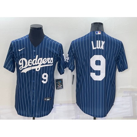 Men's Los Angeles Dodgers #9 Gavin Lux Navy Cool Base Stitched Jersey