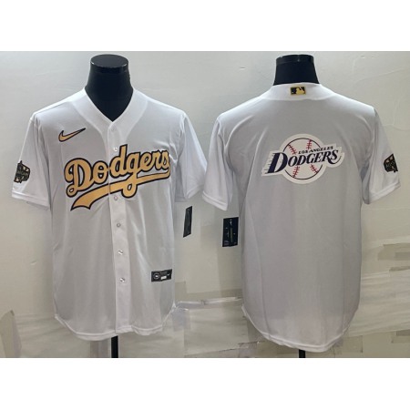 Men's Los Angeles Dodgers White Team Big Logo Cool Base Stitched Baseball Jersey