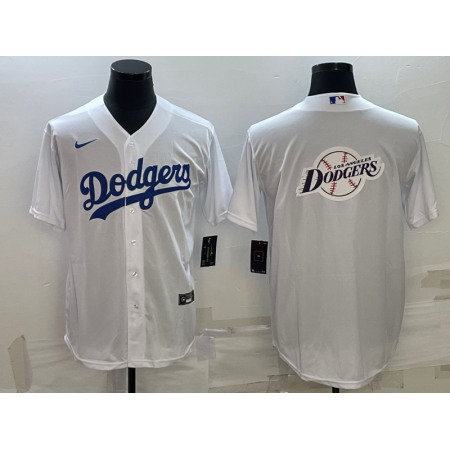 Men's Los Angeles Dodgers White Team Big Logo Cool Base Stitched Baseball Jersey