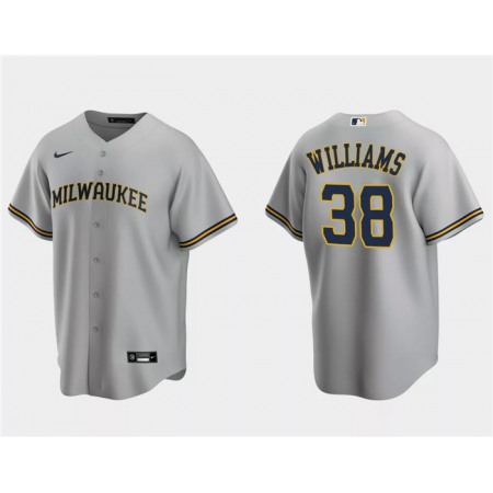 Men's Milwaukee Brewers #38 Devin Williams Grey Cool Base Stitched Jersey