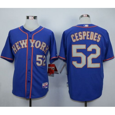 Mets #52 Yoenis Cespedes Blue(Grey NO.) Alternate Road Cool Base Stitched MLB Jersey