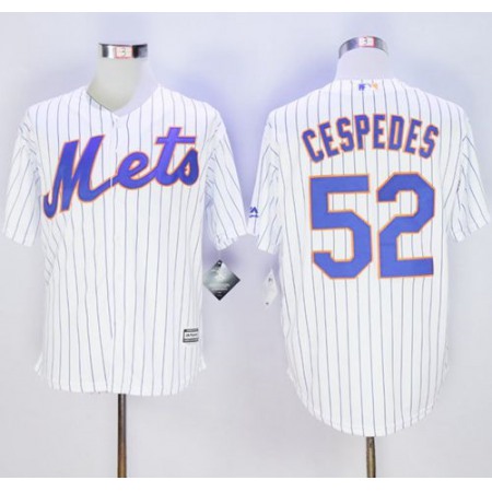 Mets #52 Yoenis Cespedes White(Blue Strip) New Cool Base Stitched MLB Jersey