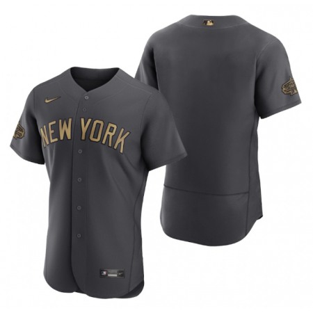 Men's New York Yankees Blank 2022 All-Star Charcoal Flex Base Stitched Baseball Jersey