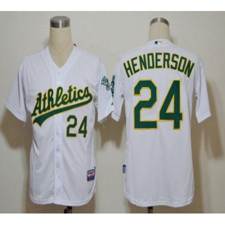 Athletics #24 Rickey Henderson White Cool Base Stitched MLB Jersey