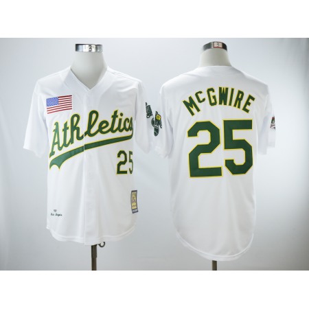 Men's Oakland Athletics #25 Mark McGwire White 1989 Throwback Stitched MLB Jersey