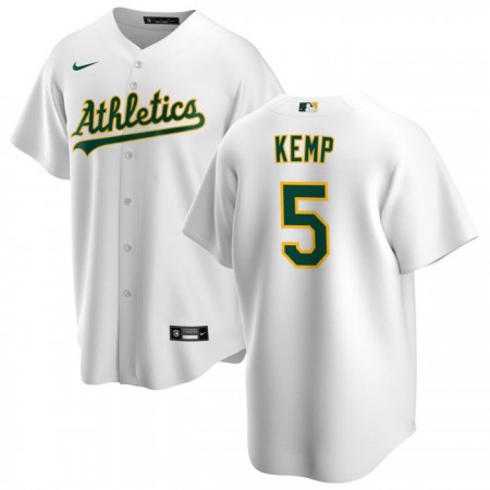 Men's Oakland Athletics #5 Tony Kemp White Cool Base Stitched Jersey