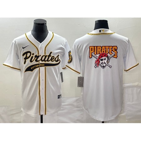 Men's Pittsburgh Pirates White Team Big Logo Cool Base Stitched Baseball Jersey