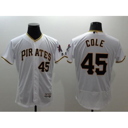 Pirates #45 Gerrit Cole White Flexbase Authentic Collection Stitched MLB Jersey