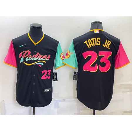 Men's San Diego Padres #23 Fernando Tatis Jr. 2022 Black City Connect Cool Base Stitched Jersey