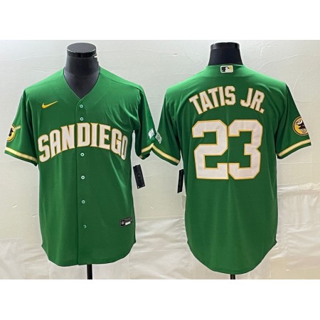 Men's San Diego Padres #23 Fernando Tatis Jr. Green Cool Base Stitched Baseball Jersey