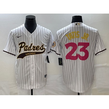 Men's San Diego Padres #23 Fernando Tatis Jr. White Cool Base Stitched Baseball Jersey