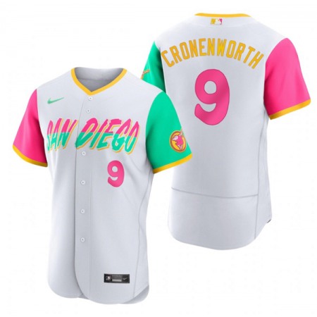 Men's San Diego Padres #9 Jake Cronenworth 2022 White City Connect Flex Base Stitched Baseball Jersey