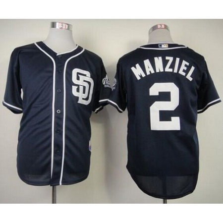 Padres #2 Johnny Manziel Navy Blue Cool Base Stitched MLB Jersey