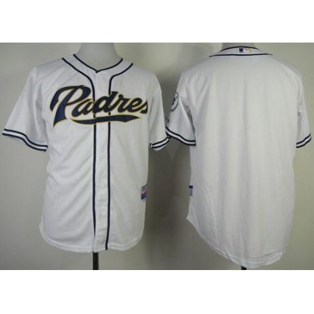 Padres Blank White Cool Base Stitched MLB Jersey