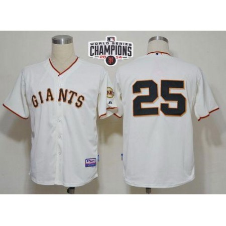 Giants #25 Barry Bonds Cream Cool Base W/2014 World Series Champions Patch Stitched MLB Jersey