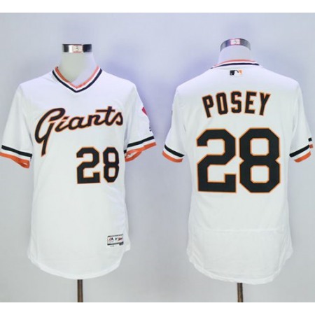 Giants #28 Buster Posey White Flexbase Authentic Collection Cooperstown Stitched MLB Jersey