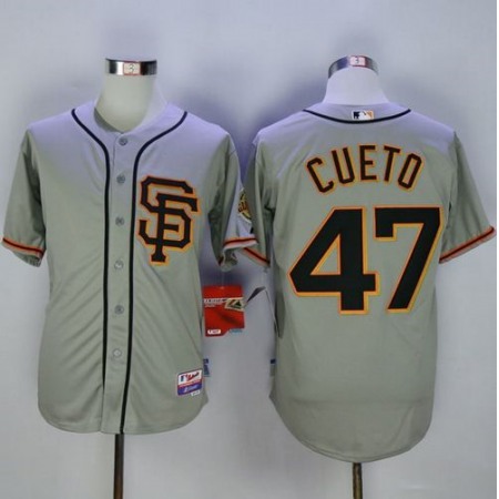 Giants #47 Johnny Cueto Grey Road 2 Cool Base Stitched MLB Jersey