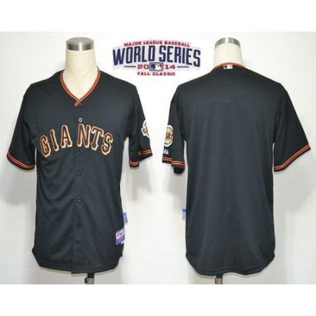 Giants Blank Black Cool Base W/2014 World Series Patch Stitched MLB Jersey