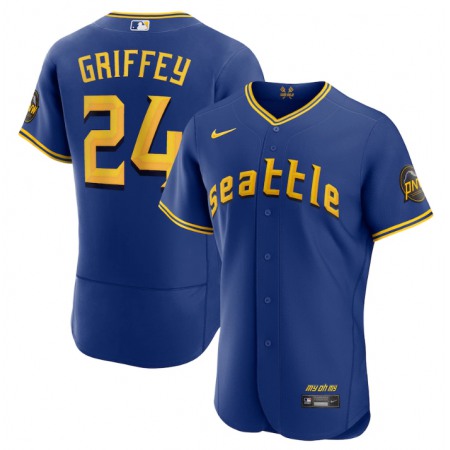 Men's Seattle Mariners #24 Ken Griffey Jr. Royal 2023 City Connect Flex Base Stitched Jersey