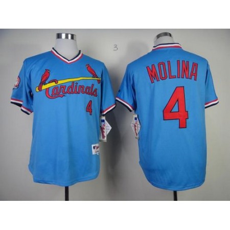 Cardinals #4 Yadier Molina Blue 1982 Turn Back The Clock Stitched MLB Jersey