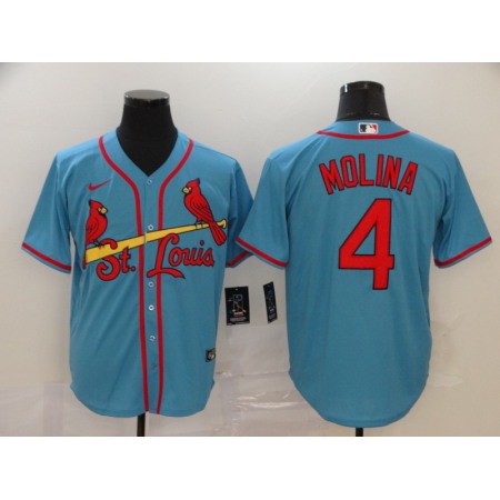 Men's St. Louis Cardinals #4 Yadier Molina Blue Cool Base Stitched MLB Jersey