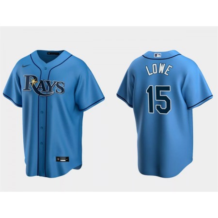 Men's Tampa Bay Rays #15 Josh Lowe Light Blue Cool Base Stitched Baseball Jersey