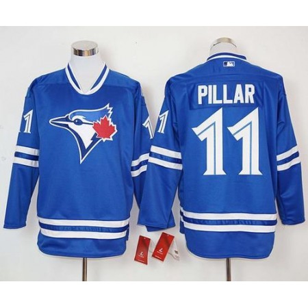 Blue Jays #11 Kevin Pillar Blue Long Sleeve Stitched MLB Jersey