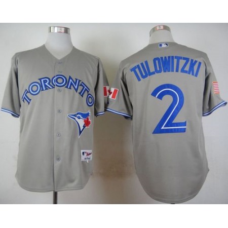 Blue Jays #2 Troy Tulowitzki Grey Stitched MLB Jersey