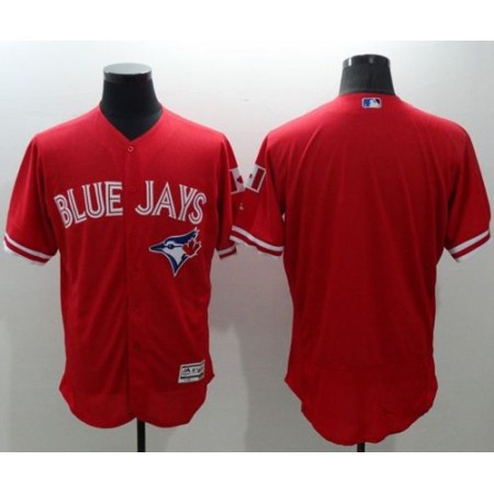 Blue Jays Blank Red Flexbase Authentic Collection Canada Day Stitched MLB Jersey