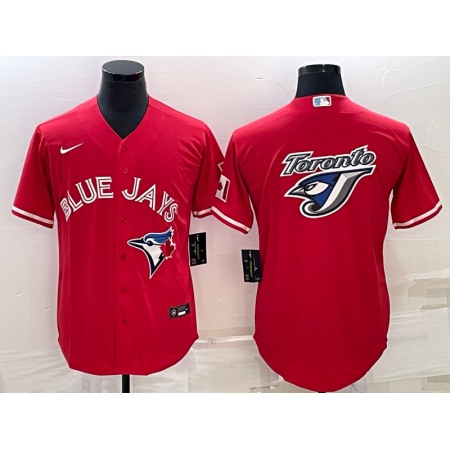 Men's Toronto Blue Jays Red Team Big Logo Cool Base Stitched Baseball Jersey