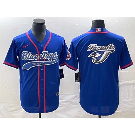 Men's Toronto Blue Jays Royal Team Big Logo Cool Base Stitched Baseball Jersey