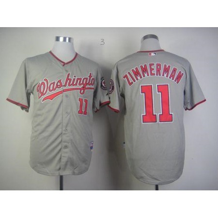 Nationals #11 Zimmerman Ryan Grey Stitched MLB Jersey