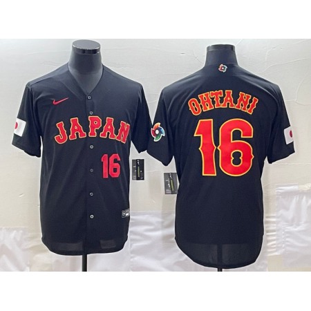 Men's Japan Baseball #16 Shohei Ohtani 2023 Black World Baseball Classic Stitched Jersey