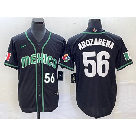 Men's Mexico Baseball #56 Randy Arozarena 2023 Black World Baseball Classic Stitched Jersey